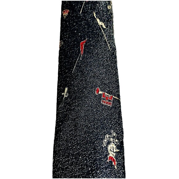 Wembley Other - Wembley Skinny Tie Knight Medieval Vintage Flag Shield Axe Black Fleck MCM 1950s